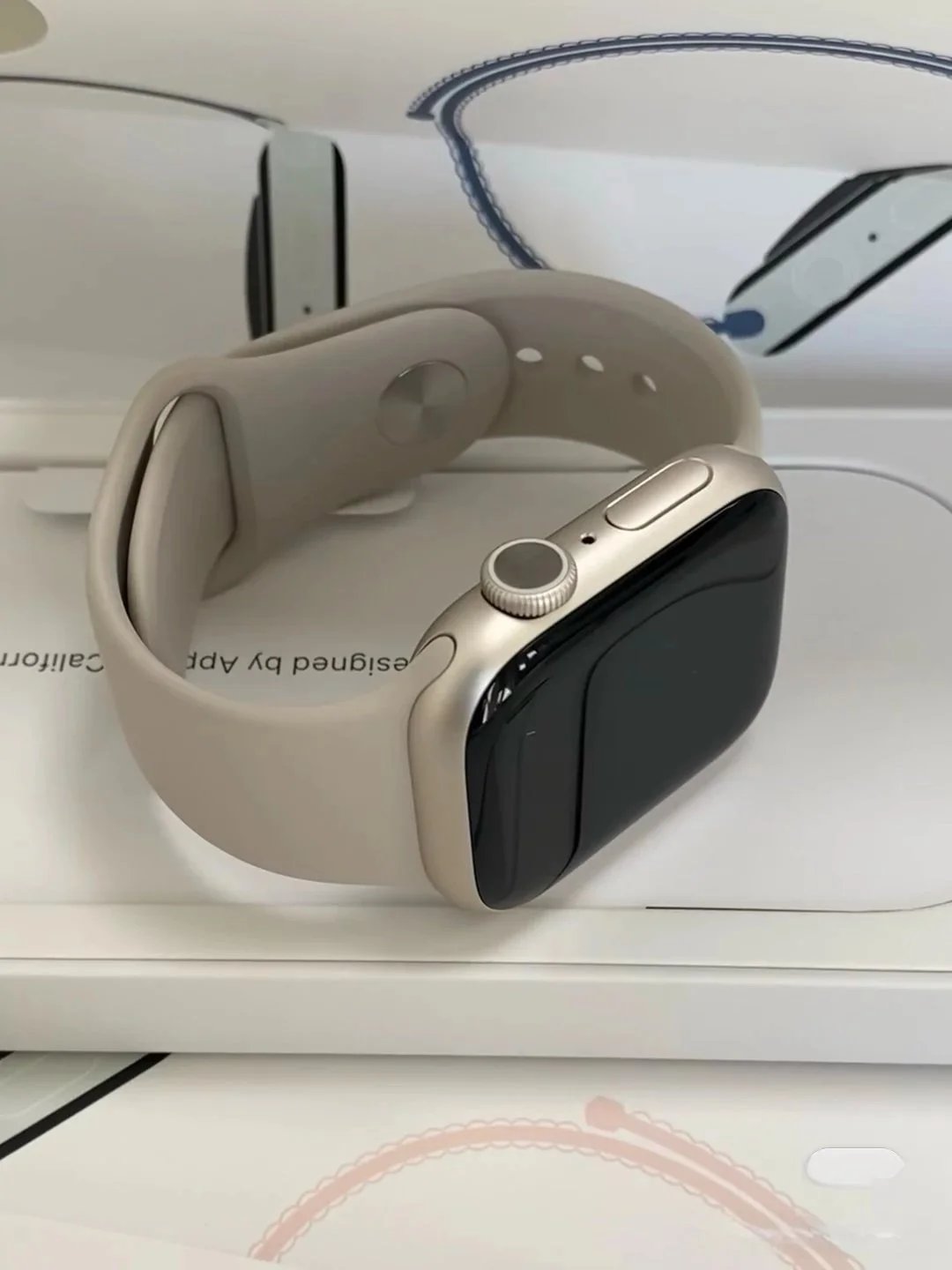 Apple Watch with Beige Band an