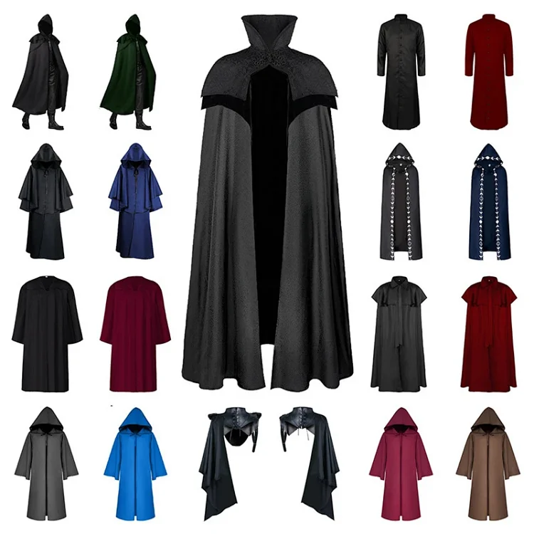 Black High-Collar Hooded Cloak