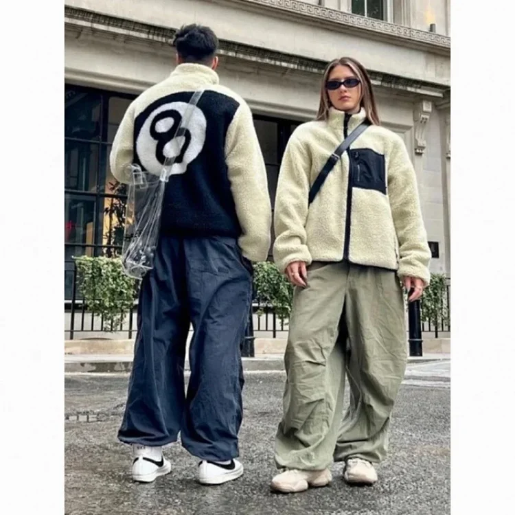 8 Ball Black & Beige Fleece Ja