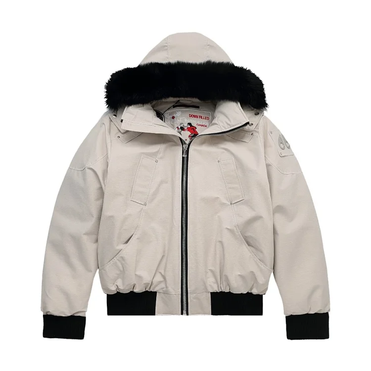 Beige Down Jacket with Soft Fu